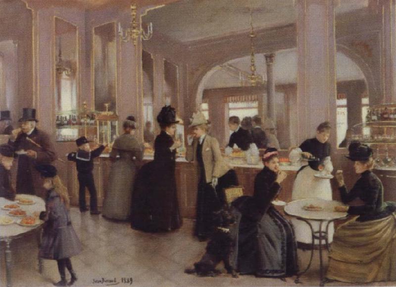 Jean Beraud the Patisserie Gloppe on the Champs-Elysees oil painting picture